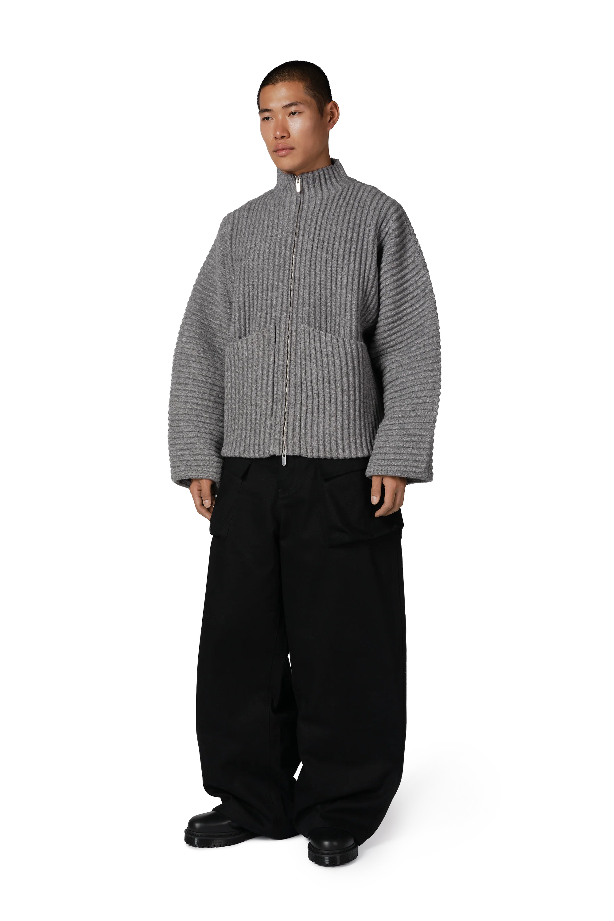 Globe Rib Knit Cardigan in Rhino - Image 5