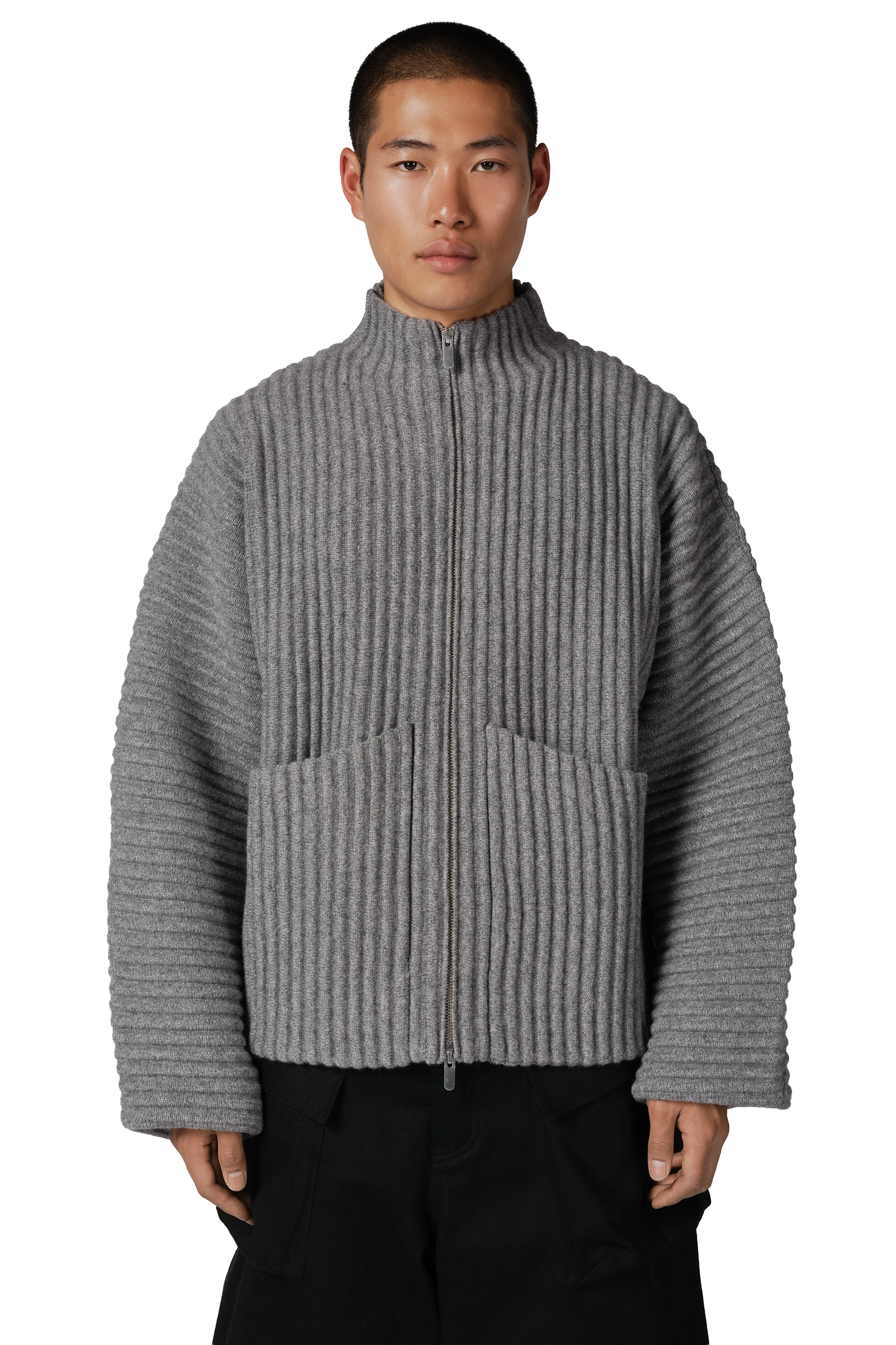 Globe Rib Knit Cardigan in Rhino - Image 6