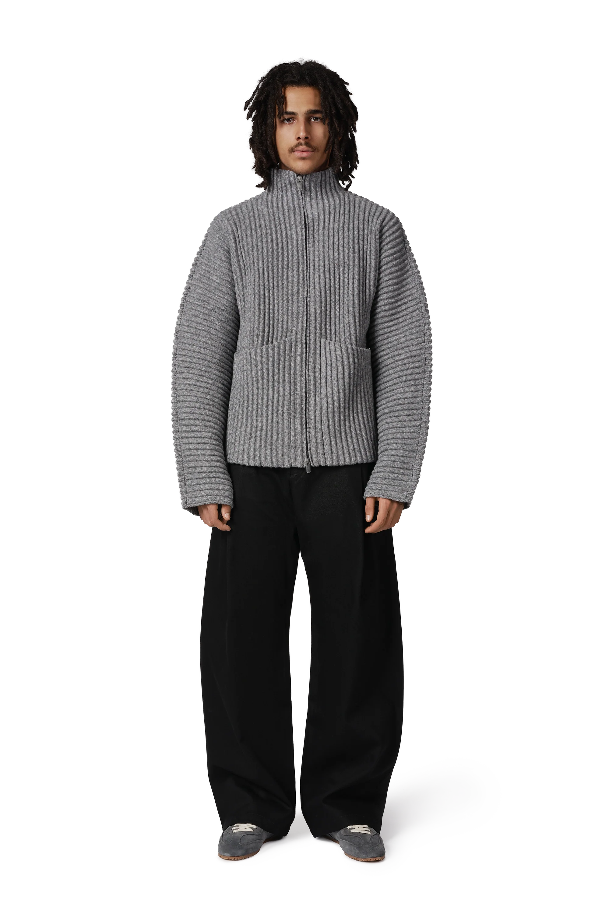 Globe Rib Knit Cardigan in Rhino - Image 8