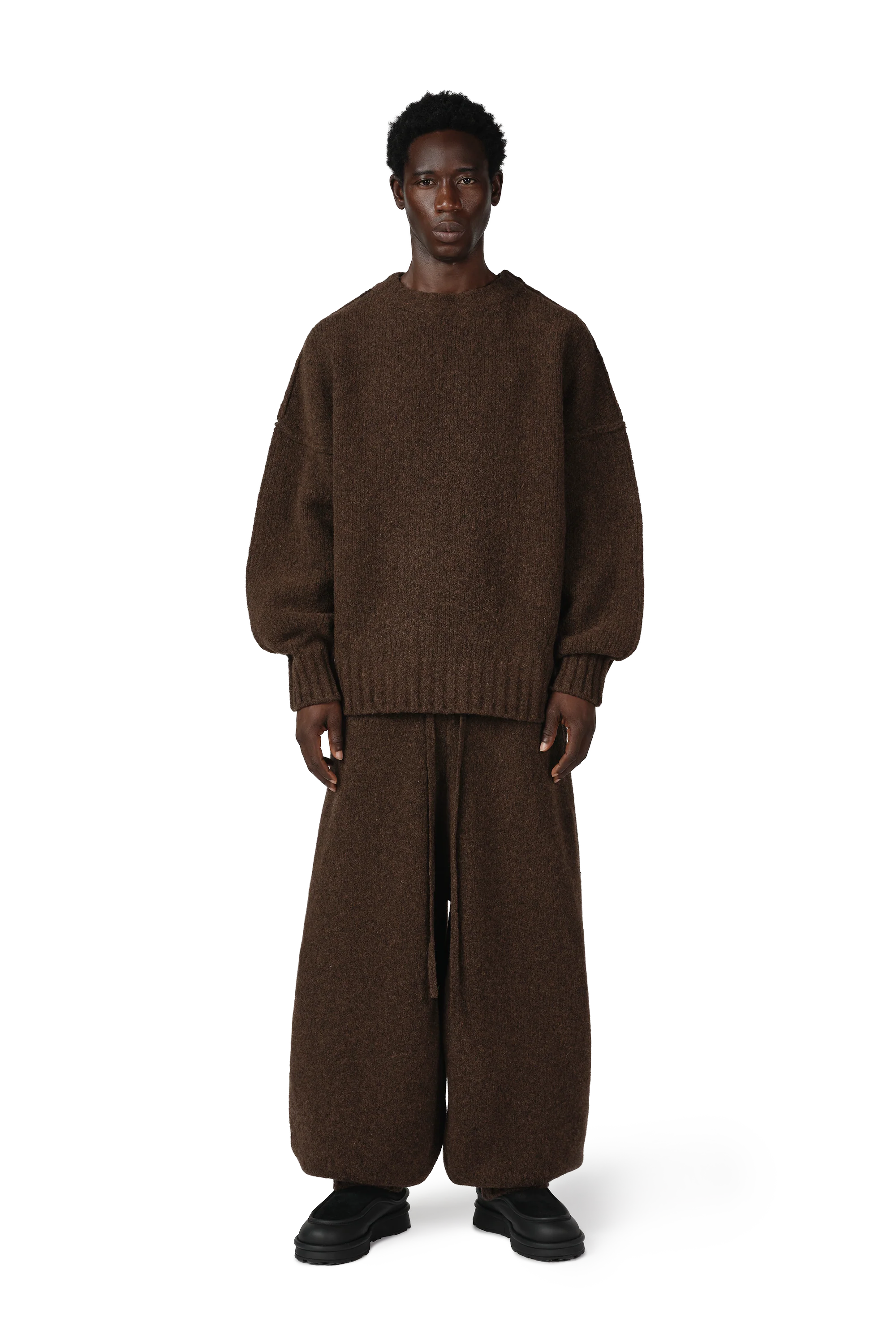 Wool Knit Crewneck in Chestnut Grain - Image 5