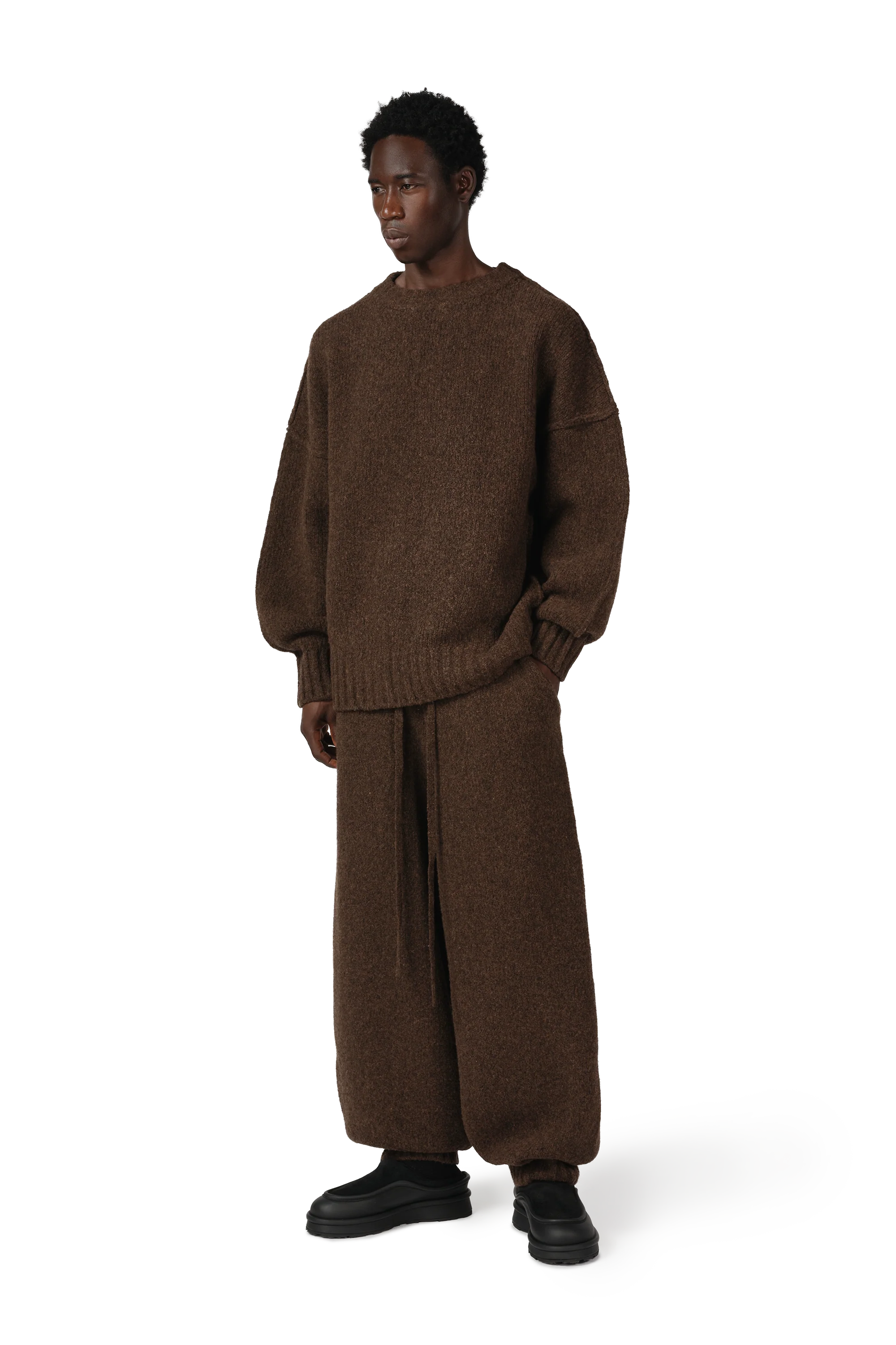 Wool Knit Crewneck in Chestnut Grain - Image 7